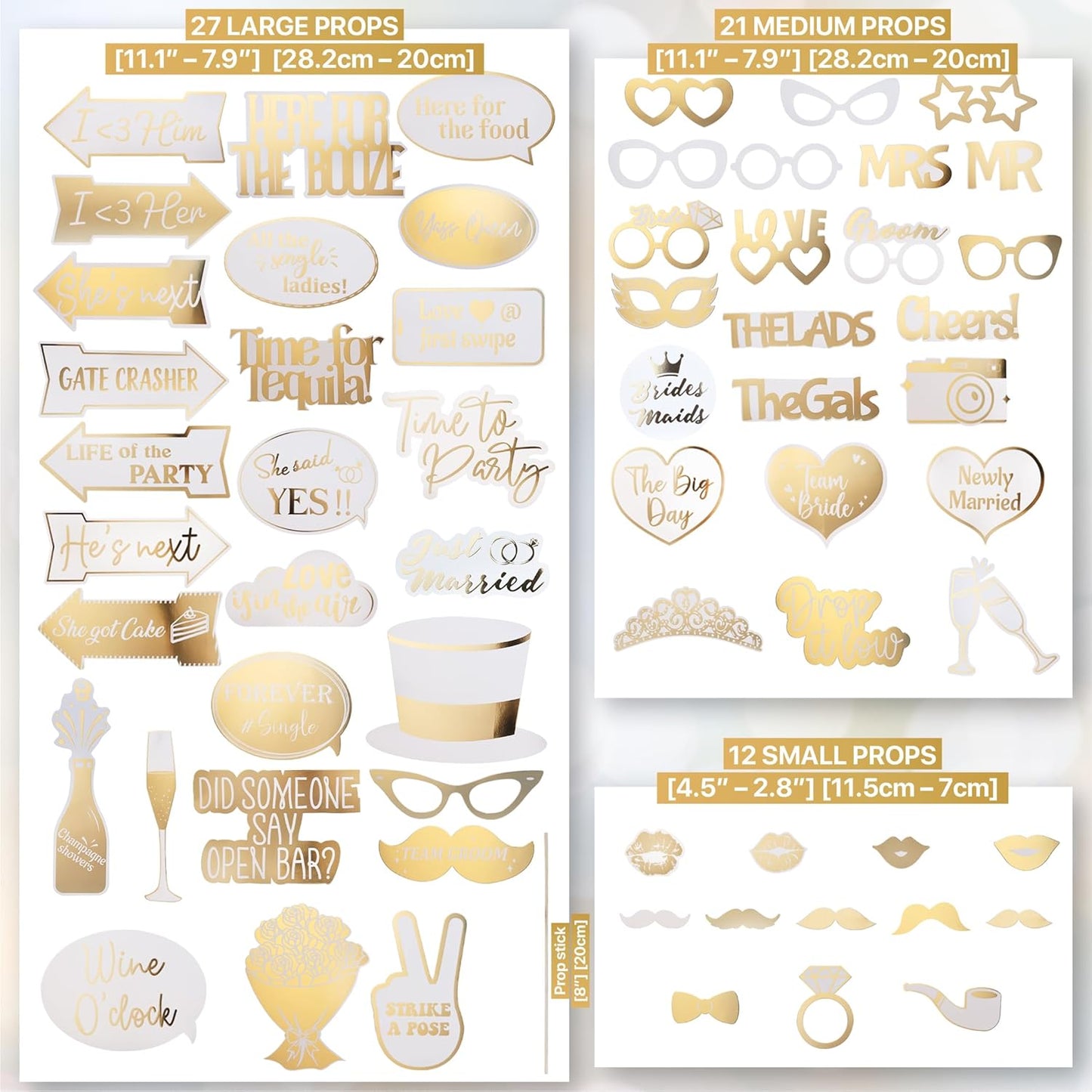 Elegant Gold Wedding Props (60 Pieces)