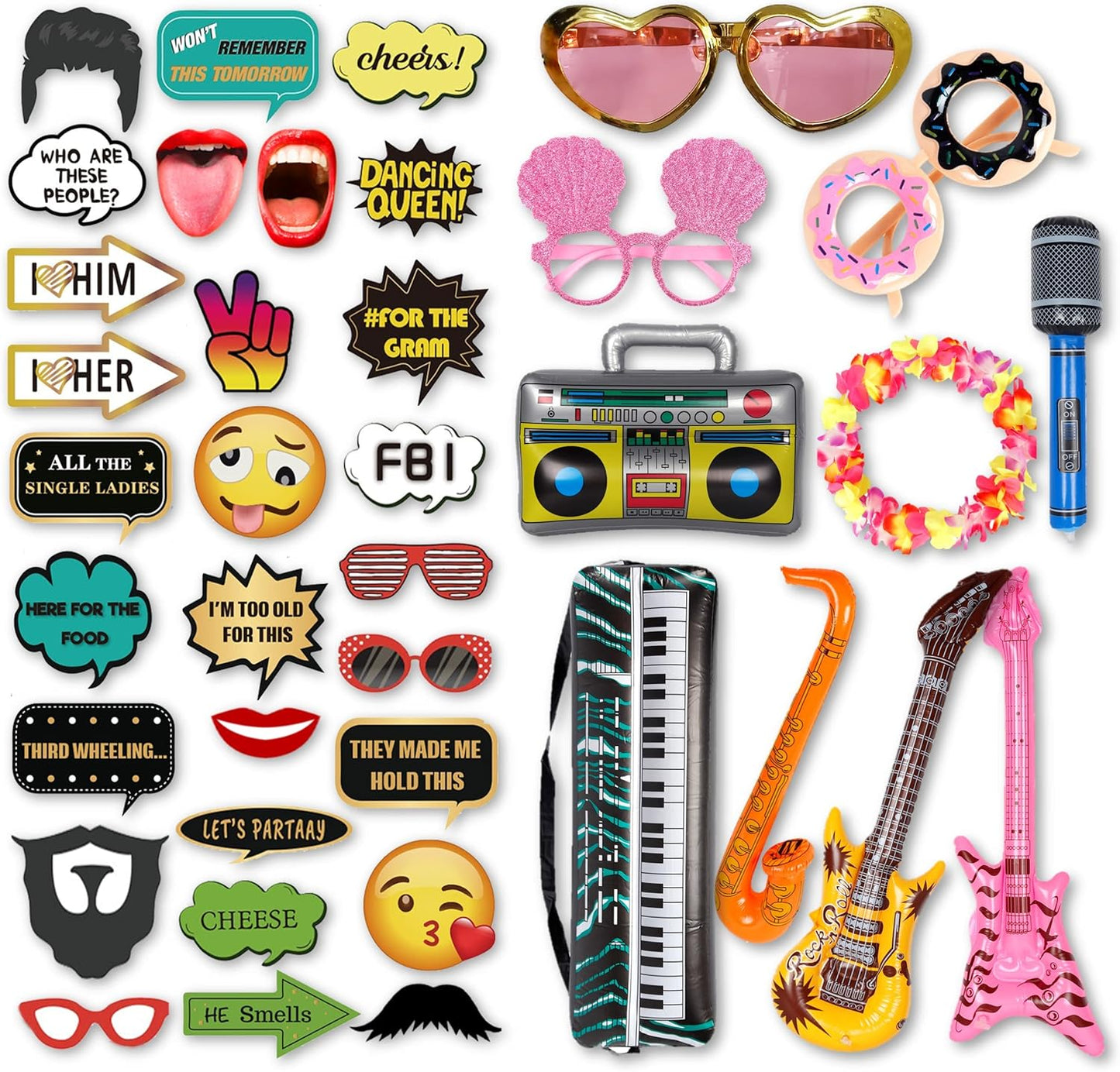 Deluxe Photo Booth Prop Kit (70 Pieces)