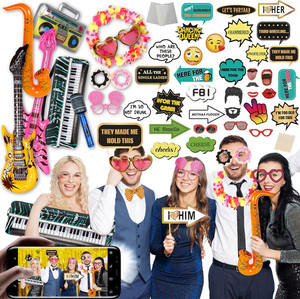 Deluxe Photo Booth Prop Kit (70 Pieces)