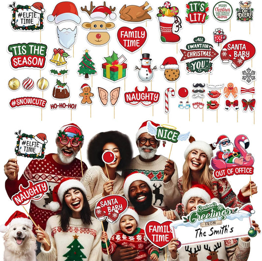 Christmas Photo Booth Prop Kit (80 Pieces)
