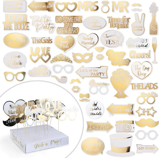 Elegant Gold Wedding Props (60 Pieces)