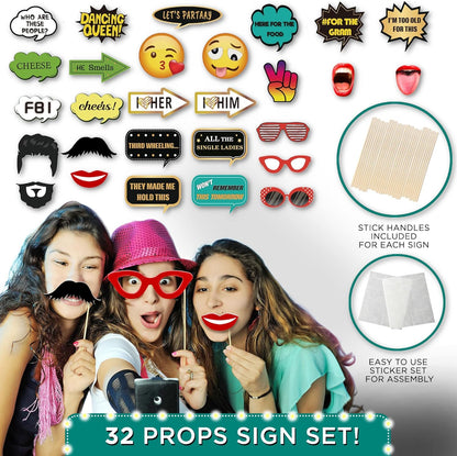 Deluxe Photo Booth Prop Kit (70 Pieces)