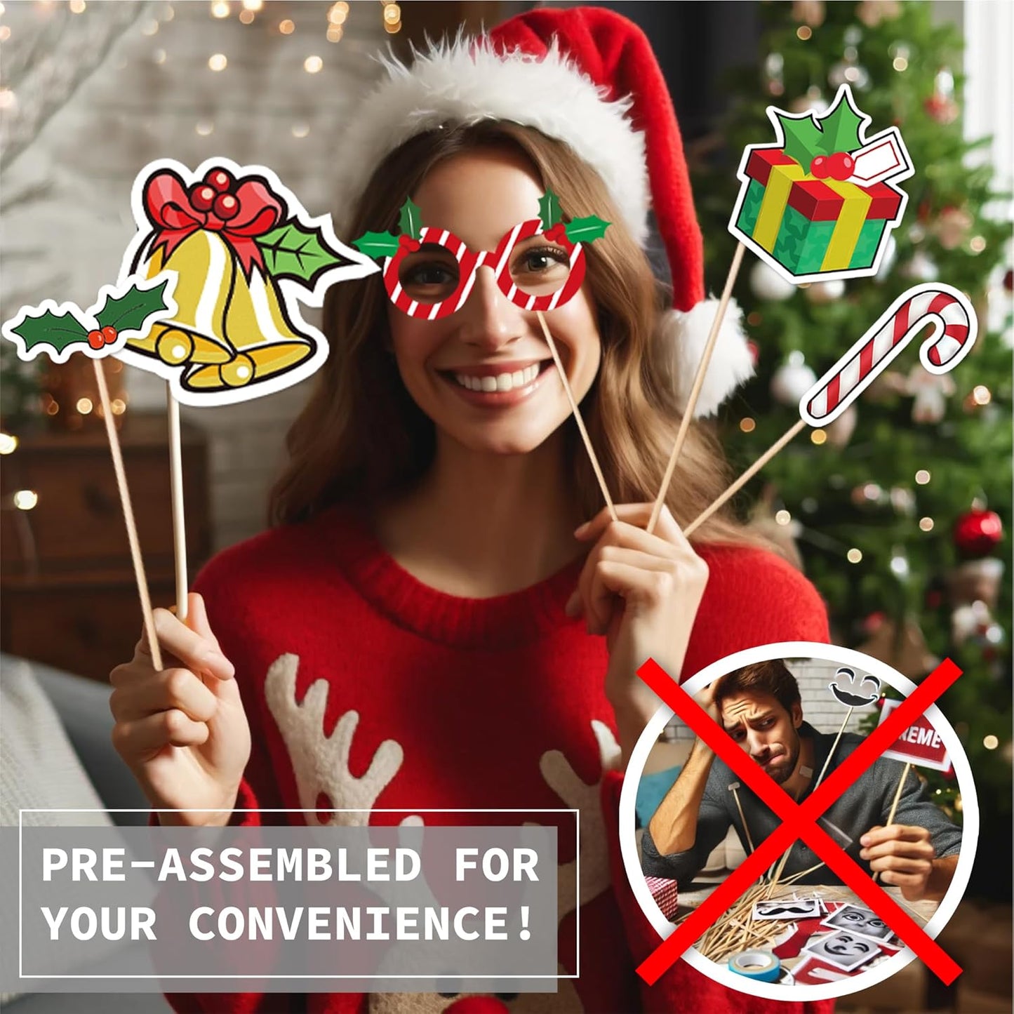 Christmas Photo Booth Prop Kit (80 Pieces)