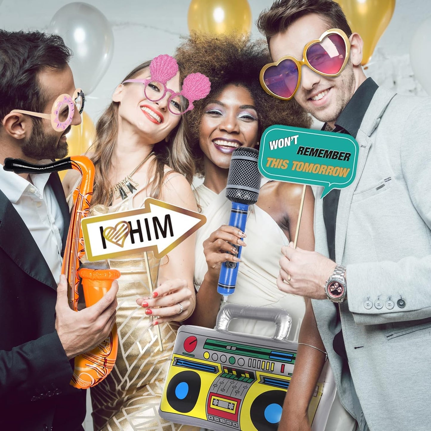 Deluxe Photo Booth Prop Kit (70 Pieces)