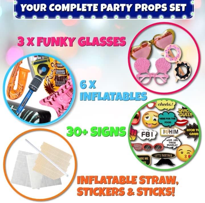 Deluxe Photo Booth Prop Kit (70 Pieces)