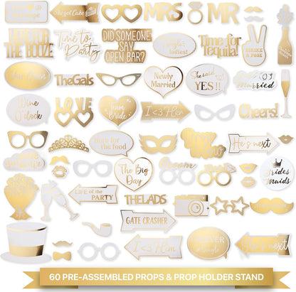 Elegant Gold Wedding Props (60 Pieces)