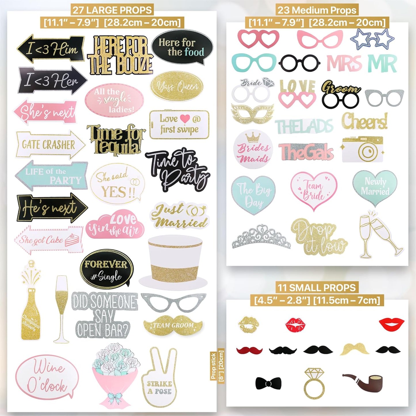 Pastel Wedding Photo Props (60 Pieces)