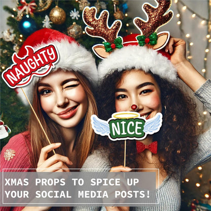 Christmas Photo Booth Prop Kit (80 Pieces)