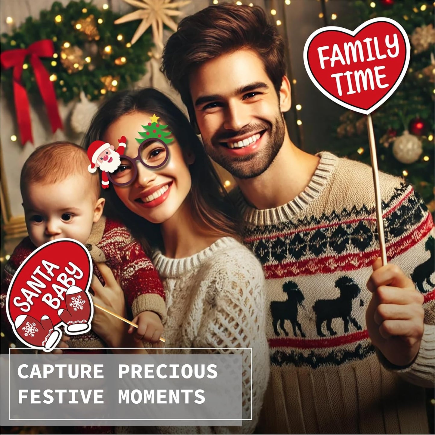 Christmas Photo Booth Prop Kit (80 Pieces)